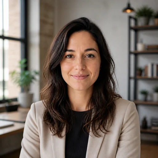 After — fictional Founder Headshot result, same subject