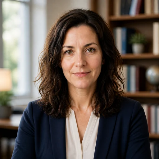 After — fictional Lecturer Headshot result, same subject