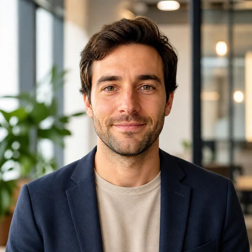After — fictional Sales Headshot result, same subject