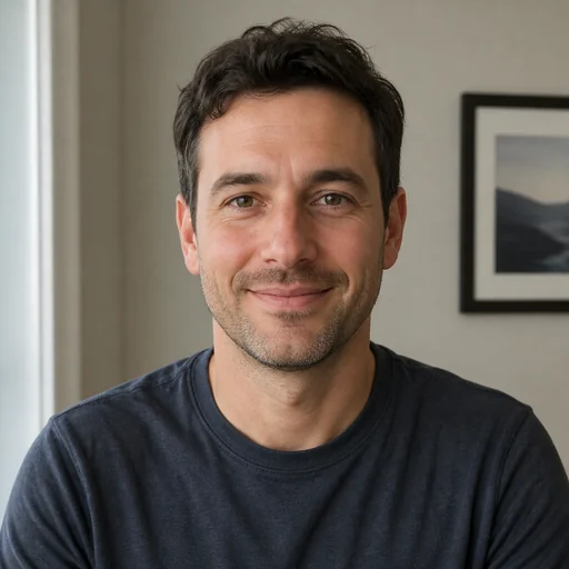 Before — fictional casual source photo for Coach Headshot, same subject