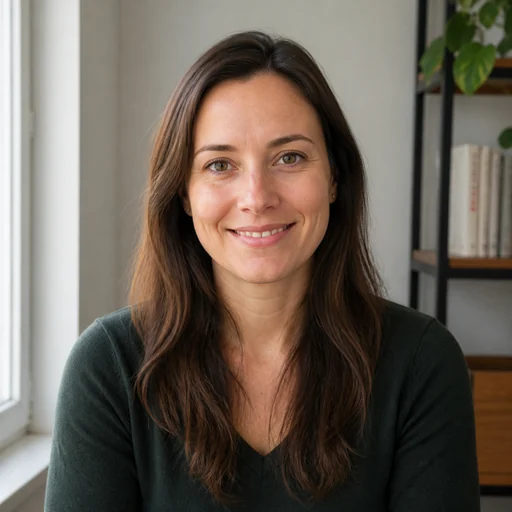 Before — fictional casual source photo for Freelancer Headshot, same subject