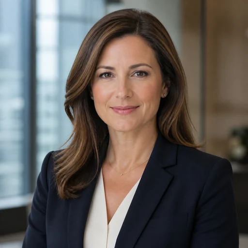 Fictional AI-generated female finance professional headshot sample