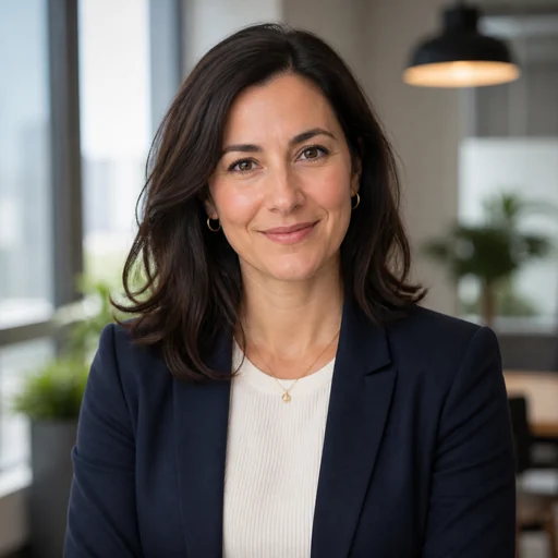 Fictional AI-generated female product manager headshot sample