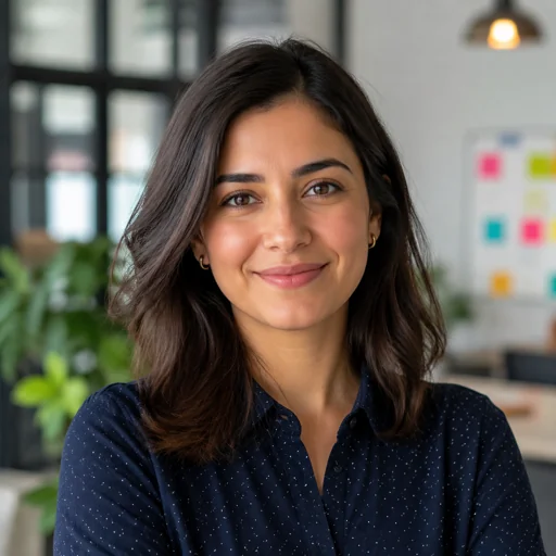 Fictional AI-generated product manager headshot sample